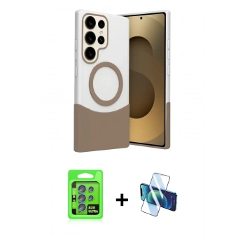 MARSİLYAN™- Galaxy S25 Ultra Kılıf Kozmos Form Özel Seri - Siyah 3D Antistatik Seramik Nano Ekran Koruyucu + Raze Metal Kamera Lens - MI