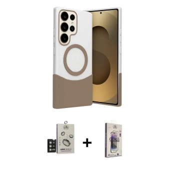 MARSİLYAN™- Galaxy S25 Ultra Kılıf Kozmos Form Özel Seri - Siyah Bilvis 3D Cam Ekran Koruyucu + Bilvis Titan Kamera Lens - TNGI