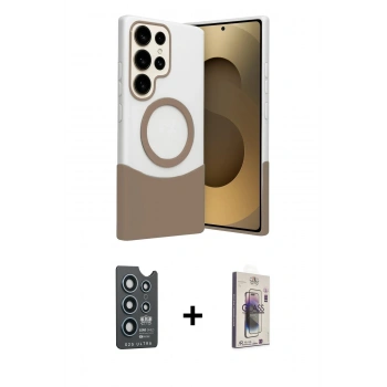 MARSİLYAN™- Galaxy S25 Ultra Kılıf Kozmos Form Özel Seri - Siyah Bilvis 3D Cam Ekran Koruyucu + Bilvis Titan Kamera Lens - LT