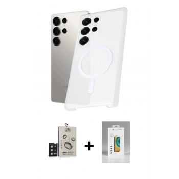 MARSİLYAN™- Galaxy S25 Ultra Kılıf Kutup Minimal - Şeffaf Polymer Nano Ekran Koruyucu + Bilvis Titan Kamera Lens - SH