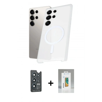 MARSİLYAN™- Galaxy S25 Ultra Kılıf Kutup Minimal - Şeffaf Polymer Nano Ekran Koruyucu + Bilvis Titan Kamera Lens - LT