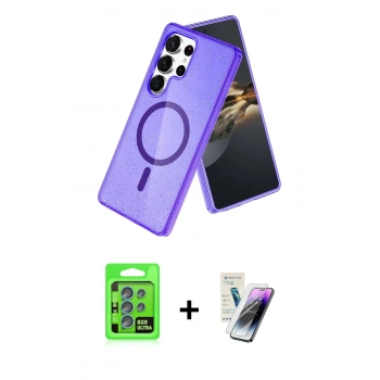 MARSİLYAN™- Galaxy S25 Ultra Kılıf Nova Asil Prime - Şeffaf Pasifik Cam Ekran Koruyucu + Raze Metal Kamera Lens - MI