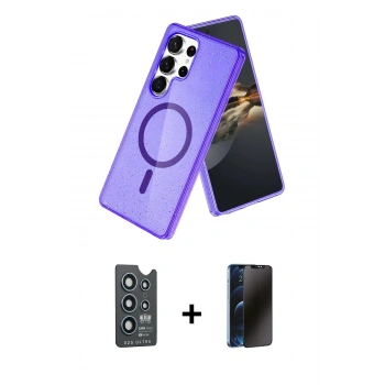 MARSİLYAN™- Galaxy S25 Ultra Kılıf Nova Asil Prime - Siyah 3D Antistatik Hayalet Cam Ekran Koruyucu + Bilvis Titan Kamera Lens - LT