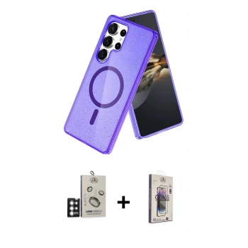 MARSİLYAN™- Galaxy S25 Ultra Kılıf Nova Asil Prime - Siyah Bilvis 3D Cam Ekran Koruyucu + Bilvis Titan Kamera Lens - GS