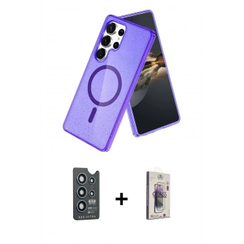 MARSİLYAN™- Galaxy S25 Ultra Kılıf Nova Asil Prime - Siyah Bilvis 3D Cam Ekran Koruyucu + Bilvis Titan Kamera Lens - LT