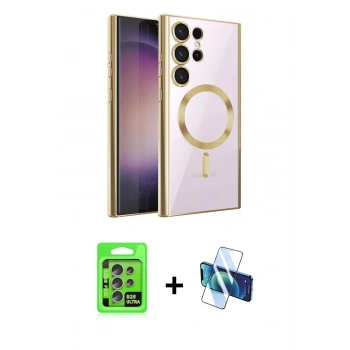 MARSİLYAN™- Galaxy S25 Ultra Kılıf Nova Işık Özel Seri - Siyah 3D Antistatik Seramik Nano Ekran Koruyucu + Raze Metal Kamera Lens - NLGY