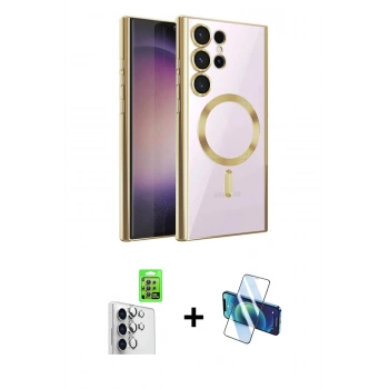 MARSİLYAN™- Galaxy S25 Ultra Kılıf Nova Işık Özel Seri - Siyah 3D Antistatik Seramik Nano Ekran Koruyucu + Raze Metal Kamera Lens - GS