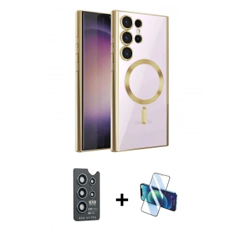 MARSİLYAN™- Galaxy S25 Ultra Kılıf Nova Işık Özel Seri - Siyah 3D Antistatik Seramik Nano Ekran Koruyucu + Bilvis Titan Kamera Lens - LT