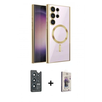 MARSİLYAN™- Galaxy S25 Ultra Kılıf Nova Işık Özel Seri - Siyah Bilvis 3D Cam Ekran Koruyucu + Bilvis Titan Kamera Lens - LT