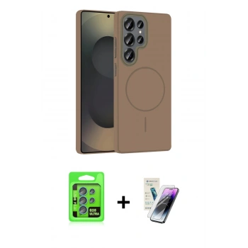 MARSİLYAN™- Galaxy S25 Ultra Kılıf Siluet Doku Özel Seri - Şeffaf Pasifik Cam Ekran Koruyucu + Raze Metal Kamera Lens - MI