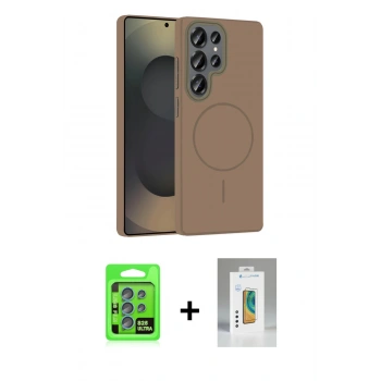 MARSİLYAN™- Galaxy S25 Ultra Kılıf Siluet Doku Özel Seri - Şeffaf Polymer Nano Ekran Koruyucu + Raze Metal Kamera Lens - MI