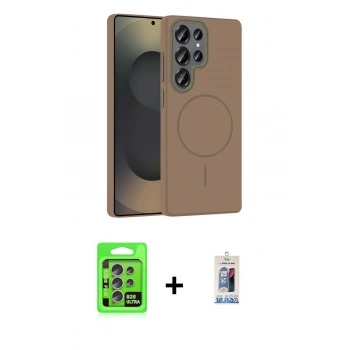 MARSİLYAN™- Galaxy S25 Ultra Kılıf Siluet Doku Özel Seri - Siyah Joko Magic 5D Cam + Raze Metal Kamera Lens - NLGY
