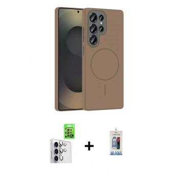 MARSİLYAN™- Galaxy S25 Ultra Kılıf Siluet Doku Özel Seri - Siyah Joko Magic 5D Cam + Raze Metal Kamera Lens - GS