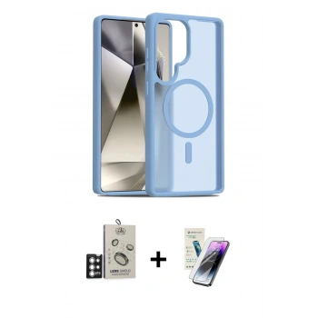 MARSİLYAN™- Galaxy S25 Ultra Kılıf Siluet Minimal Prime - Şeffaf Pasifik Cam Ekran Koruyucu + Bilvis Titan Kamera Lens - GS