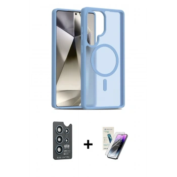 MARSİLYAN™- Galaxy S25 Ultra Kılıf Siluet Minimal Prime - Şeffaf Pasifik Cam Ekran Koruyucu + Bilvis Titan Kamera Lens - LT