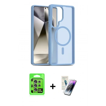 MARSİLYAN™- Galaxy S25 Ultra Kılıf Siluet Minimal Prime - Şeffaf Pasifik Cam Ekran Koruyucu + Raze Metal Kamera Lens - NLGY