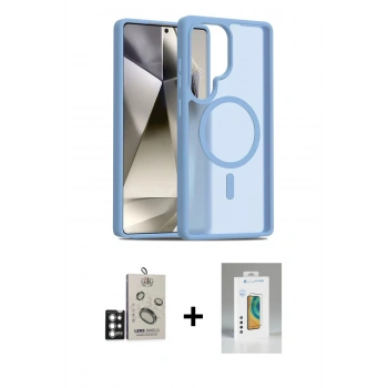 MARSİLYAN™- Galaxy S25 Ultra Kılıf Siluet Minimal Prime - Şeffaf Polymer Nano Ekran Koruyucu + Bilvis Titan Kamera Lens - GS