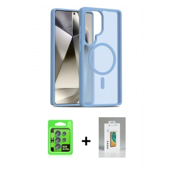 MARSİLYAN™- Galaxy S25 Ultra Kılıf Siluet Minimal Prime - Şeffaf Polymer Nano Ekran Koruyucu + Raze Metal Kamera Lens - MI