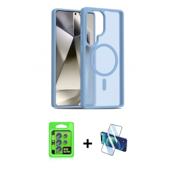 MARSİLYAN™- Galaxy S25 Ultra Kılıf Siluet Minimal Prime - Siyah 3D Antistatik Seramik Nano Ekran Koruyucu + Raze Metal Kamera Lens - MI