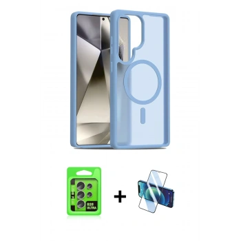 MARSİLYAN™- Galaxy S25 Ultra Kılıf Siluet Minimal Prime - Siyah 3D Antistatik Seramik Nano Ekran Koruyucu + Raze Metal Kamera Lens - NLGY