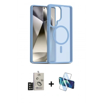 MARSİLYAN™- Galaxy S25 Ultra Kılıf Siluet Minimal Prime - Siyah 3D Antistatik Seramik Nano Ekran Koruyucu + Bilvis Titan Kamera Lens - SH