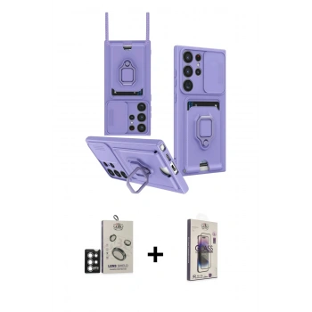 MARSİLYAN™- Galaxy S25 Ultra Kılıf Vadi Form Prime - Siyah Bilvis 3D Cam Ekran Koruyucu + Bilvis Titan Kamera Lens - GS