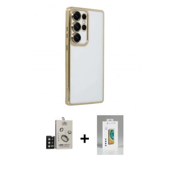 MARSİLYAN™- Galaxy S25 Ultra Kılıf Vadi Minimal - Şeffaf Polymer Nano Ekran Koruyucu + Bilvis Titan Kamera Lens - SH