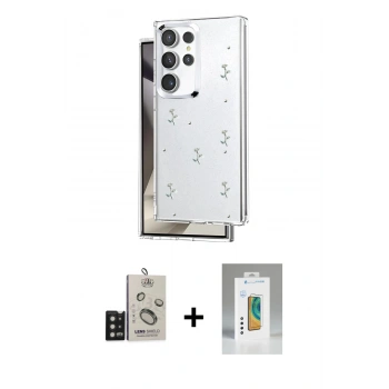 MARSİLYAN™- Galaxy S25 Ultra Kılıf Yörünge Form - Şeffaf Polymer Nano Ekran Koruyucu + Bilvis Titan Kamera Lens - SH
