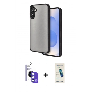 MARSİLYAN™- Galaxy S26 Kılıf Ahenk Çizgi Serisi - Şeffaf Pasifik Cam Ekran Koruyucu + Bilvis Titan Kamera Lens - MI