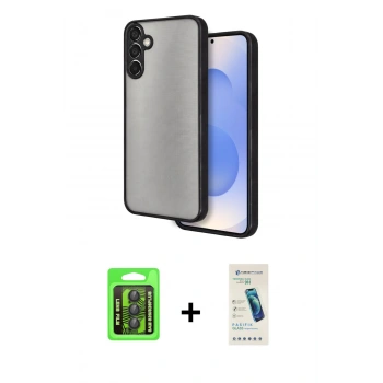 MARSİLYAN™- Galaxy S26 Kılıf Ahenk Çizgi Serisi - Şeffaf Pasifik Cam Ekran Koruyucu + Raze Metal Kamera Lens - SH