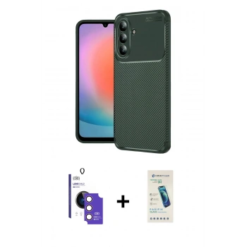 MARSİLYAN™- Galaxy S26 Kılıf Eksen Form Prime - Şeffaf Pasifik Cam Ekran Koruyucu + Bilvis Titan Kamera Lens - PE