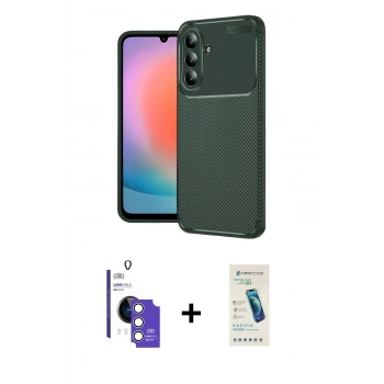 MARSİLYAN™- Galaxy S26 Kılıf Eksen Form Prime - Şeffaf Pasifik Cam Ekran Koruyucu + Bilvis Titan Kamera Lens - GS