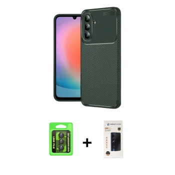 MARSİLYAN™- Galaxy S26 Kılıf Eksen Form Prime - Siyah 3D Antistatik Hayalet Cam Ekran Koruyucu + Raze Metal Kamera Lens - SH