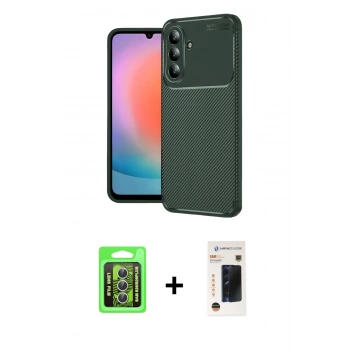 MARSİLYAN™- Galaxy S26 Kılıf Eksen Form Prime - Siyah 3D Antistatik Hayalet Cam Ekran Koruyucu + Raze Metal Kamera Lens - GS