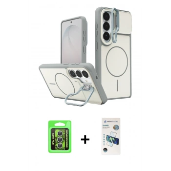 MARSİLYAN™- Galaxy S26 Kılıf İz Modern Prime - Siyah 3D Antistatik Seramik Nano Ekran Koruyucu + Raze Metal Kamera Lens - GS