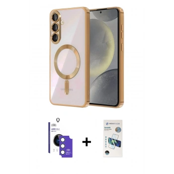 MARSİLYAN™- Galaxy S26 Kılıf Nova Işık Özel Seri - Siyah 3D Antistatik Seramik Nano Ekran Koruyucu + Bilvis Titan Kamera Lens - MI