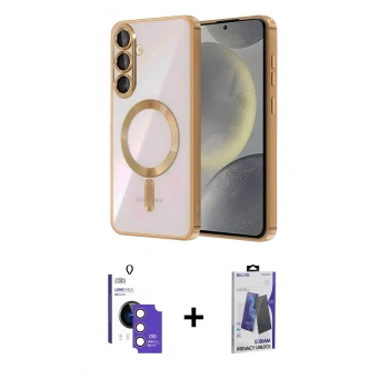 MARSİLYAN™- Galaxy S26 Kılıf Nova Işık Özel Seri - Siyah Bilvis Hayalet Cam Ekran Koruyucu + Bilvis Titan Kamera Lens - PE