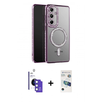 MARSİLYAN™- Galaxy S26 Kılıf Siluet Işık Serisi - Siyah 3D Antistatik Seramik Nano Ekran Koruyucu + Bilvis Titan Kamera Lens - MI