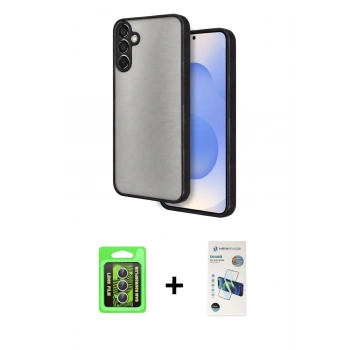 MARSİLYAN™- Galaxy S26 Plus Kılıf Ahenk Çizgi Serisi - Siyah 3D Antistatik Seramik Nano Ekran Koruyucu + Raze Metal Kamera Lens - GS