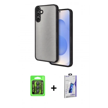 MARSİLYAN™- Galaxy S26 Plus Kılıf Ahenk Çizgi Serisi - Siyah Bilvis 3D Cam Ekran Koruyucu + Raze Metal Kamera Lens - SH