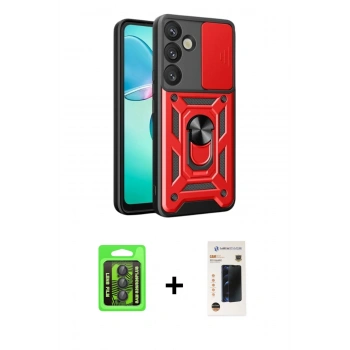 MARSİLYAN™- Galaxy S26 Plus Kılıf Ahenk Klasik - Siyah 3D Antistatik Hayalet Cam Ekran Koruyucu + Raze Metal Kamera Lens - SH