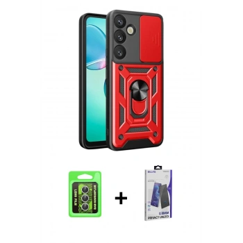 MARSİLYAN™- Galaxy S26 Plus Kılıf Ahenk Klasik - Siyah Bilvis Hayalet Cam Ekran Koruyucu + Raze Metal Kamera Lens - GS