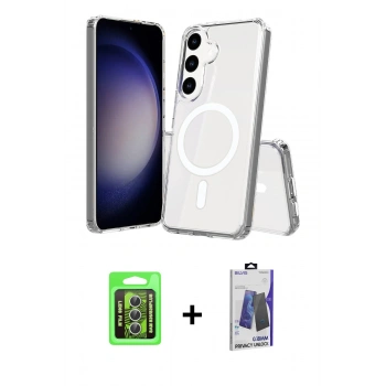 MARSİLYAN™- Galaxy S26 Plus Kılıf Ahenk Yansıma Prime - Siyah Bilvis Hayalet Cam Ekran Koruyucu + Raze Metal Kamera Lens - GS