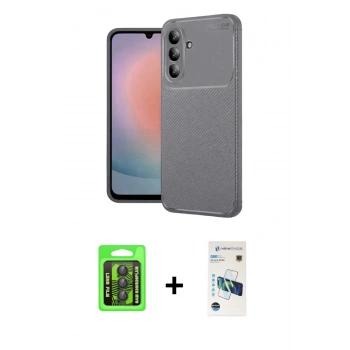MARSİLYAN™- Galaxy S26 Plus Kılıf Eksen Form Prime - Siyah 3D Antistatik Cam Ekran Koruyucu + Raze Metal Kamera Lens - SH