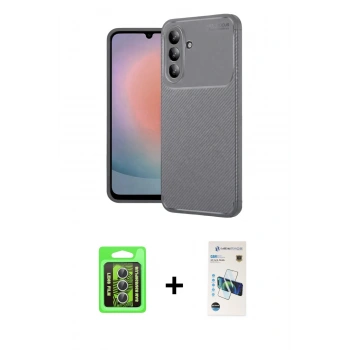 MARSİLYAN™- Galaxy S26 Plus Kılıf Eksen Form Prime - Siyah 3D Antistatik Cam Ekran Koruyucu + Raze Metal Kamera Lens - GS