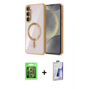 MARSİLYAN™- Galaxy S26 Plus Kılıf Nova Işık Özel Seri - Siyah Bilvis 3D Cam Ekran Koruyucu + Raze Metal Kamera Lens - GS