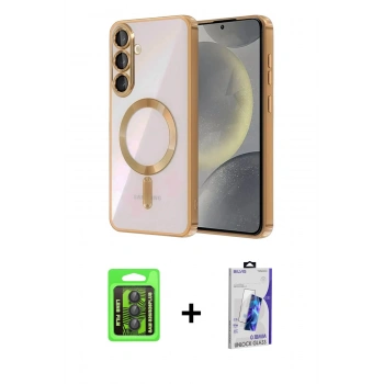 MARSİLYAN™- Galaxy S26 Plus Kılıf Nova Işık Özel Seri - Siyah Bilvis 3D Cam Ekran Koruyucu + Raze Metal Kamera Lens - SH