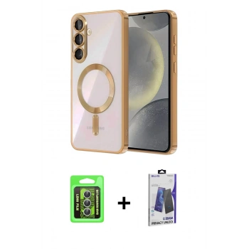 MARSİLYAN™- Galaxy S26 Plus Kılıf Nova Işık Özel Seri - Siyah Bilvis Hayalet Cam Ekran Koruyucu + Raze Metal Kamera Lens - GS