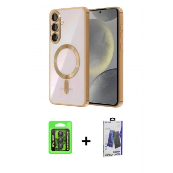 MARSİLYAN™- Galaxy S26 Plus Kılıf Nova Işık Özel Seri - Siyah Bilvis Hayalet Cam Ekran Koruyucu + Raze Metal Kamera Lens - SH
