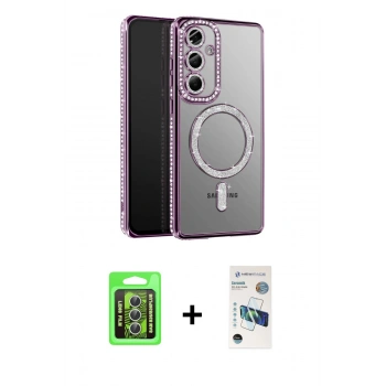 MARSİLYAN™- Galaxy S26 Plus Kılıf Siluet Işık Serisi - Siyah 3D Antistatik Seramik Nano Ekran Koruyucu + Raze Metal Kamera Lens - GS
